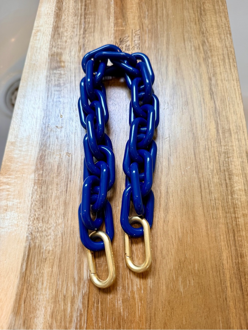 Bright Blue Chain-Link Crossbody Strap with Gold Clips